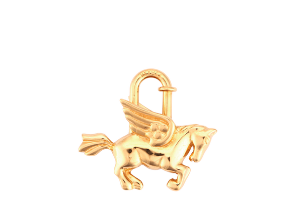 HERMES GOLD PLATED PEGASUS CADENA LOCK CHARM WITH BOX