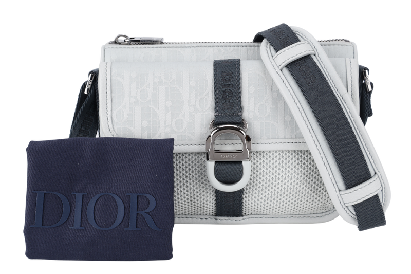 CHRISTIAN DIOR 8 DIOR AND PARLEY ICE PARLEY OCEAN NYLON STRAPS BAG SILVER HARDWARE WITH DUST COVER