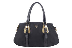 PRADA BN1903 TOP HANDLE BLACK NYLON GOLD HARDWARE NO DUST COVER