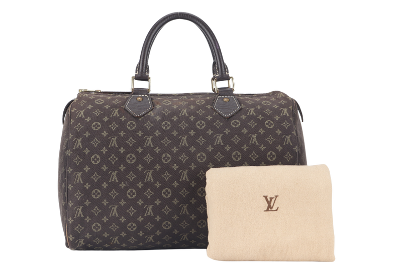 LOUIS VUITTON SPEEDY 30 (M95224) BROWN MINI LIN GOLD HARDWARE WITH DUST COVER