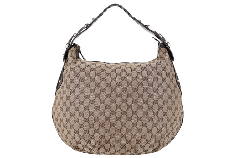 GUCCI PELHAM HOBO BAG GG CANVAS GOLD HARDWARE NO DUST COVER