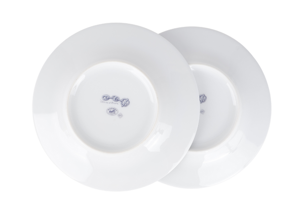 HERMES CHAINE D'ANCRE PORCELAIN ROUND PLATE X 2PCS WITH BOX