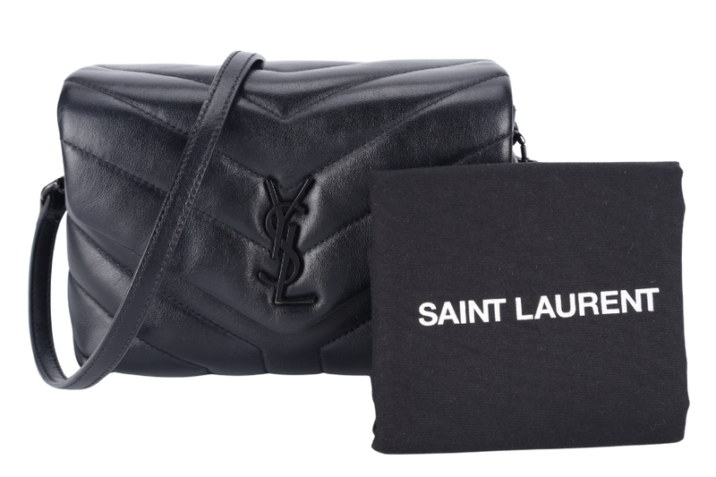 YVES SAINT LAURENT (YSL) LOULOU TOY SO BLACK WITH BLACK CALFSKIN WITH STRAPS AND DUST COVER