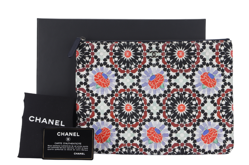 CHANEL QUILTED MULTICOLOR CLUTCH (2054xxxx) WITH DUST COVER AND BOX