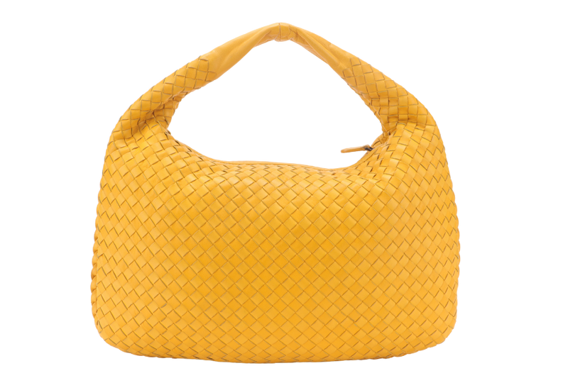 BOTTEGA VENETA YELLOW INTRECCIATO HOBO BAG WITH DUST COVER