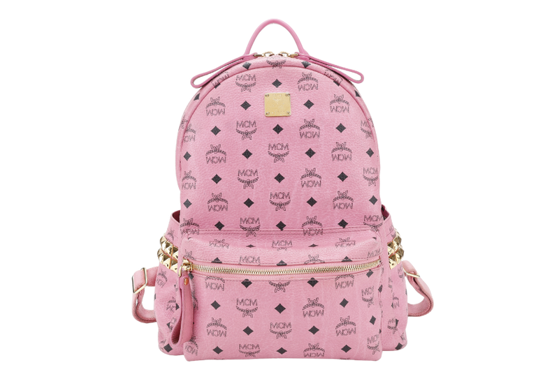 MCM STARK BACKPACK IN PINK VISETORS LEATHER GOLD HARDWARE NO DUST COVER