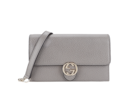 GUCCI INTERLOCKING G W.O.C GREY LEATHER GOLD HARDWARE NO DUST COVER