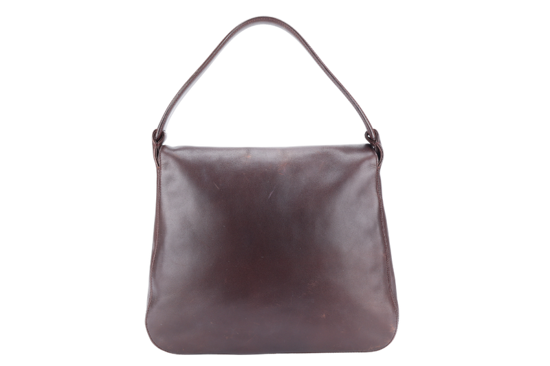 CHANEL VINTAGE DARK BROWN LEATHER HOBO BAG (577xxxx) NO CARD, NO DUST COVER