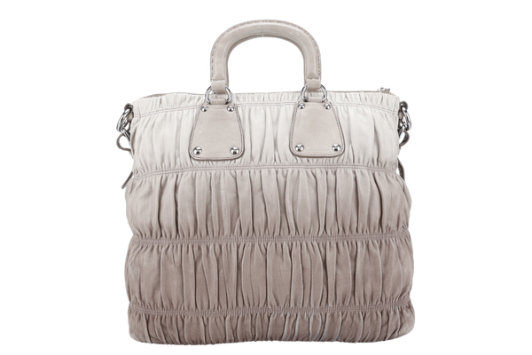 PRADA BN1935 NAPPA GAUFRE GREY COLOR LEATHER WITH CARD, STRAPS AND DUST COVER