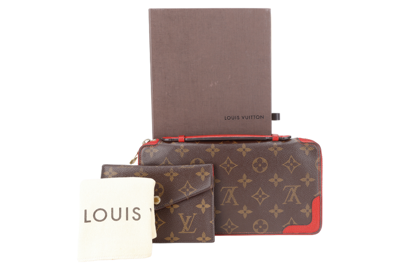 LOUIS VUITTON DAILY ORGANIZER MONOGRAM x ROUGE WALLET MONOGRAM CANVAS GOLD HARDWARE WITH DUST COVER AND BOX