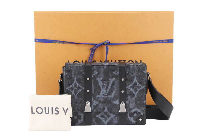 LOUIS VUITTON TRUNK MESSENGER (M57271) MONOGRAM PASTEL NOIR CANVAS WITH DUST COVER AND BOX