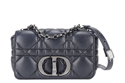 CHRISTINE DIOR CARO BLACK SMALL LEATHER 2WAYS BAG PALLADIUM HARDWARE NO DUST COVER