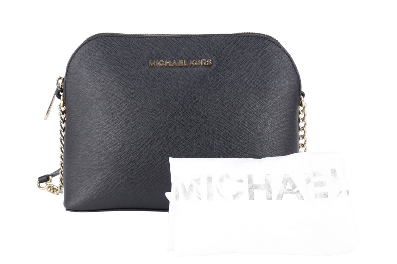 MICHAEL KORS SLING BAG BLACK LEATHER GOLD HARDWARE WITH DUST COVER