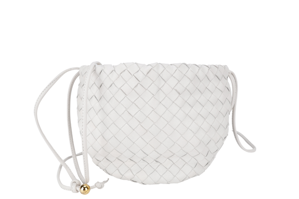 BOTTEGA VENETA MINI HOP WHITE INTRECCIATO SLING BAG WITH DUST COVER