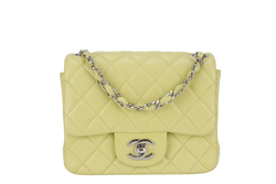 CHANEL CLASSIC FLAP MINI LIME (1468xxxx) LAMBSKIN SILVER HARDWARE NO CARD WITH DUST COVER