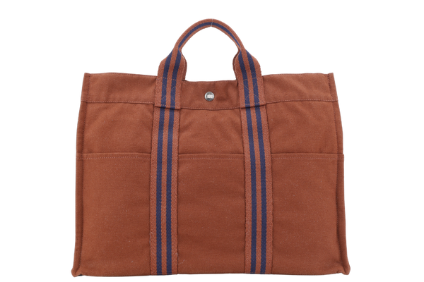HERMES FOURRE TOUT MM BROWN CANVAS TOTE BAG NO DUST COVER