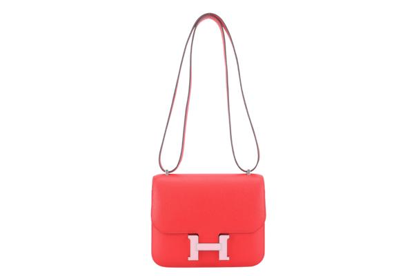 HERMES CONSTANCE 18 ROUGE DE COEUR EPSOM LEATHER ENAMEL HARDWARE STAMP D (YEAR 2019) NO DUST COVER AND NO BOX
