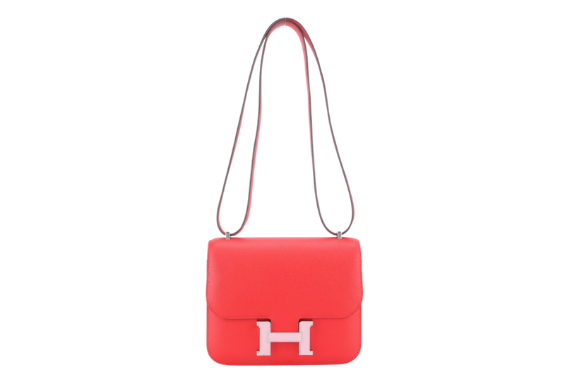 HERMES CONSTANCE 18 ROUGE DE COEUR EPSOM LEATHER ENAMEL HARDWARE STAMP D (YEAR 2019) NO DUST COVER AND NO BOX