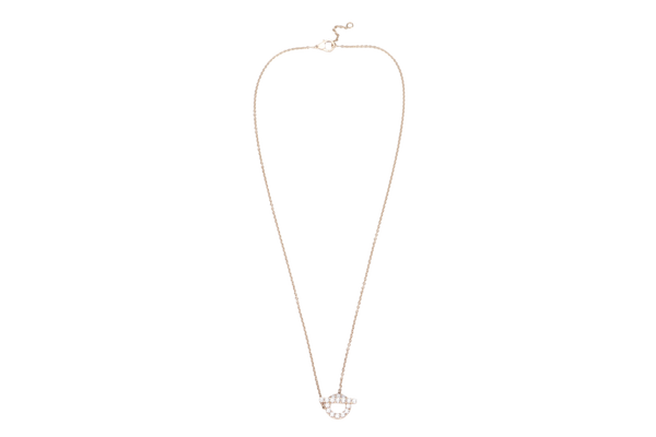 HERMES NECKLACE PENDANT FINESSE 18K ROSE GOLD SANS COLORIS DIAMOND WITH BOX