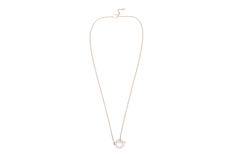 HERMES NECKLACE PENDANT FINESSE 18K ROSE GOLD SANS COLORIS DIAMOND WITH BOX