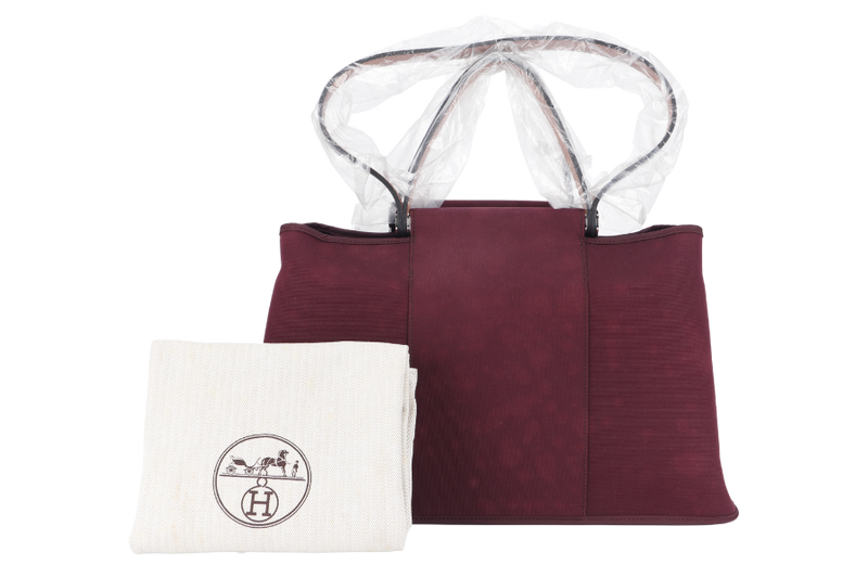 HERMES CABAG ELAN 39 BURGUNDY VELVET PHW STAMP T (YEAR 2015) WITH DUST COVER