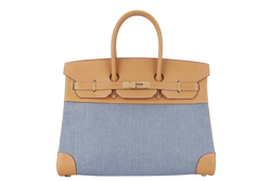 HERMES BIRKIN 35 BARENIA AND DENIM GOLD HARDWARE STAMP I (2005) WITH KEYS&LOCK AND DUST COVER