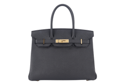 HERMES BIRKIN 30 STAMP A (YEAR 2017) BLACK EPSOM GOLD HARDWARE WITH LOCK&KEYS AND DUST COVER