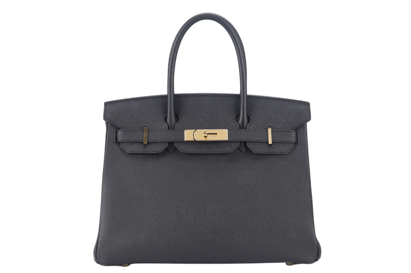 HERMES BIRKIN 30 STAMP A (YEAR 2017) BLACK EPSOM GOLD HARDWARE WITH LOCK&KEYS AND DUST COVER