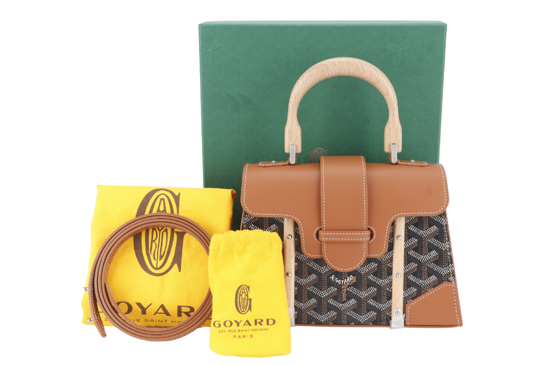 GOYARD SAIGON STRUCTURE MINI BAG BLACK AND TAN COLOR WITH DUST COVER AND BOX