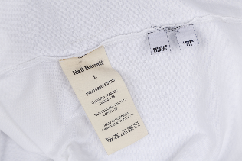 NEIL BARRETT THUNDERBOLT PRINT GRAPHIC SHIRT SLEEVE WHITE