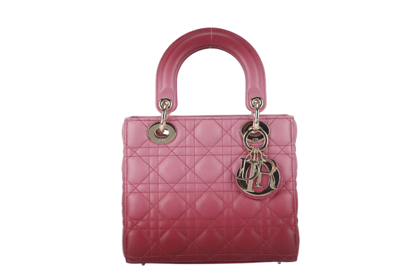 CHRISTIAN DIOR LADY DIOR PINK GRADIENT LGHW WITH STRAPS, CARD AND DUST COVER