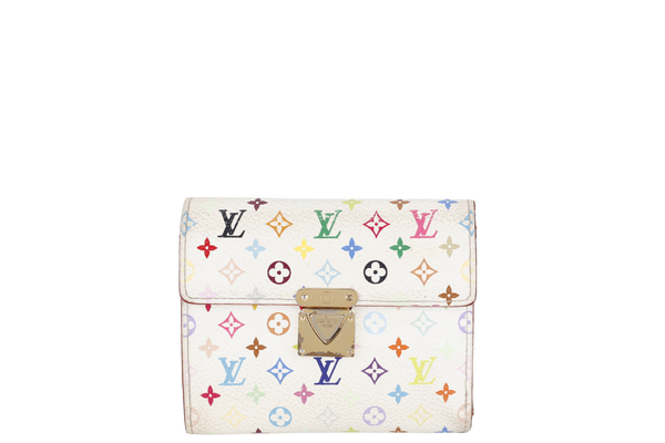 LOUIS VUITTON M58014 PORTEFEIULLE KOALA TRI-FOLD WHITE MULTICOLOR MONOGRAM CANVAS WALLET GOLD HARDWARE TH1025 NO DUST COVER