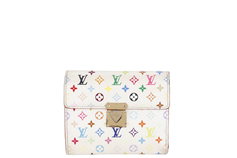 LOUIS VUITTON M58014 PORTEFEIULLE KOALA TRI-FOLD WHITE MULTICOLOR MONOGRAM CANVAS WALLET GOLD HARDWARE TH1025 NO DUST COVER