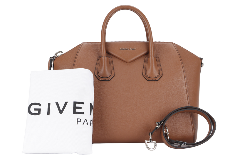 GIVENCHY ANTIGONA (3CC0149) MEDIUM PONY BROWN GOATSKIN SILVER HARDWARE WITH DUST COVER AND STRAP