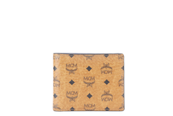 MCM AREN BI FOLD WALLET BROWN-BLUE LEATHER SILVER HARDWARE WITH DUST COVER AND BOX