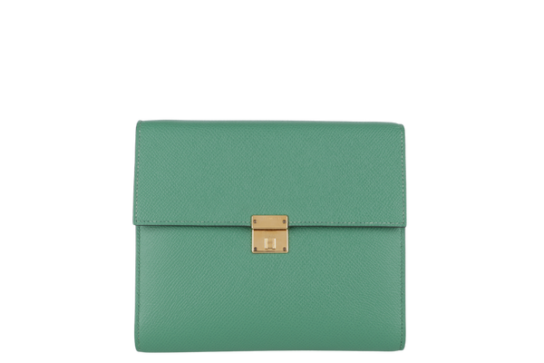 HERMES CLIC 16 VERT VERTIGO EPSOM LEATHER STAMP D (YEAR 2019) GOLD HARDWARE WITH DUST COVER AND BOX