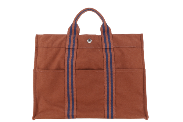 HERMES FOURRE TOUT MM BROWN CANVAS TOTE BAG NO DUST COVER
