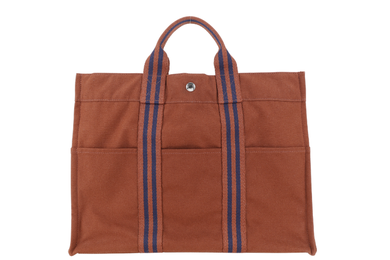 HERMES FOURRE TOUT MM BROWN CANVAS TOTE BAG NO DUST COVER