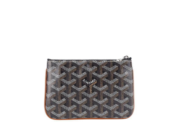 GOYARD SENAT PM POUCH BLACK AND TAN COLOR WITH BOX