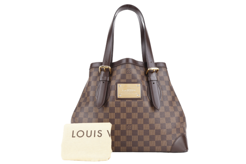 LOUIS VUITTON HAMPSTEAD MM SHOULDER BAG DAMIER EBENE CANVAS GOLD HARDWARE WITH DUST COVER