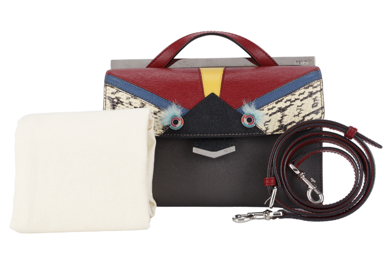 FENDI MINI MONSTER DEMI JOUR BAG GREY, RED, YELLOW BLUE COLOR WITH DUST COVER