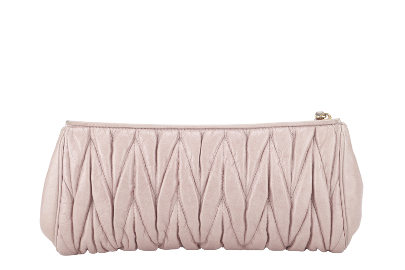 MIU MIU NAPPA MATELASSE WRISTLET PINK LEATHER GOLD HARDWARE NO DUST COVER