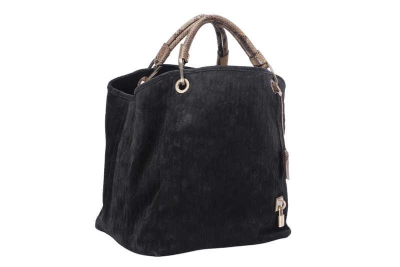 LOUIS VUITTON WHISPER WITH PYTHON SKIN HANDLE (M95811) (FL2058) GM SIZE, KOHL MONOGRAM EMBOSSED SUEDE, WITH DUST COVER