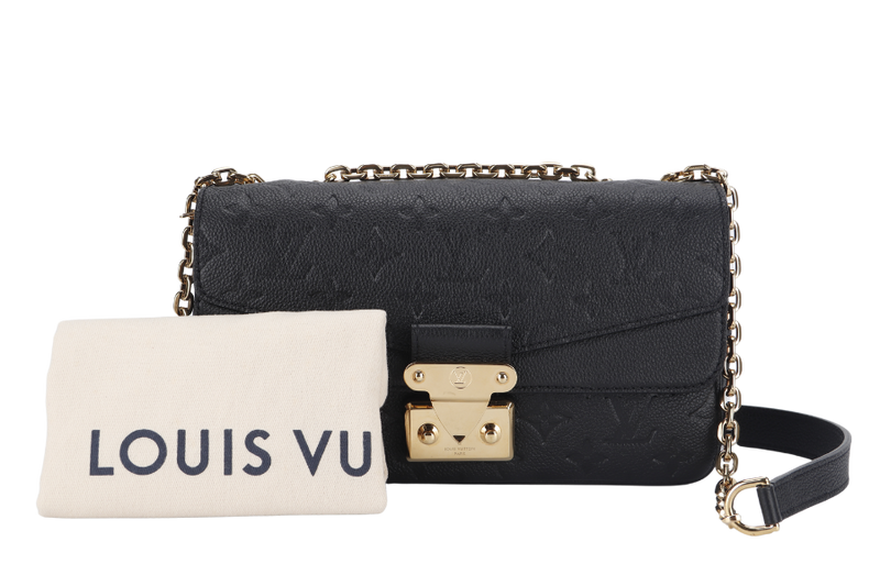 LOUIS VUITTON MARCEAU (M46200) BLACK EMPREINTE LEATHER GOLD HARDWARE WITH STRAP AND DUST COVER