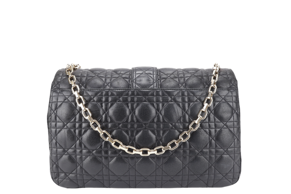CHRISTIAN DIOR NEW LOCK FLAP BAG BLACK LAMBSKIN LEATHER GOLD HARDWARE WITH KEYS NO DUST COVER
