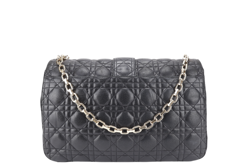 CHRISTIAN DIOR NEW LOCK FLAP BAG BLACK LAMBSKIN LEATHER GOLD HARDWARE WITH KEYS NO DUST COVER