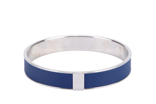 HERMES BLUE AND SILVER BANGLE WITH BOX