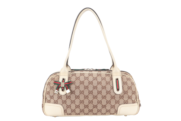 GUCCI GG PRINCY HANDBAG WHITE CANVAS GOLD HARDWARE NO DUST COVER