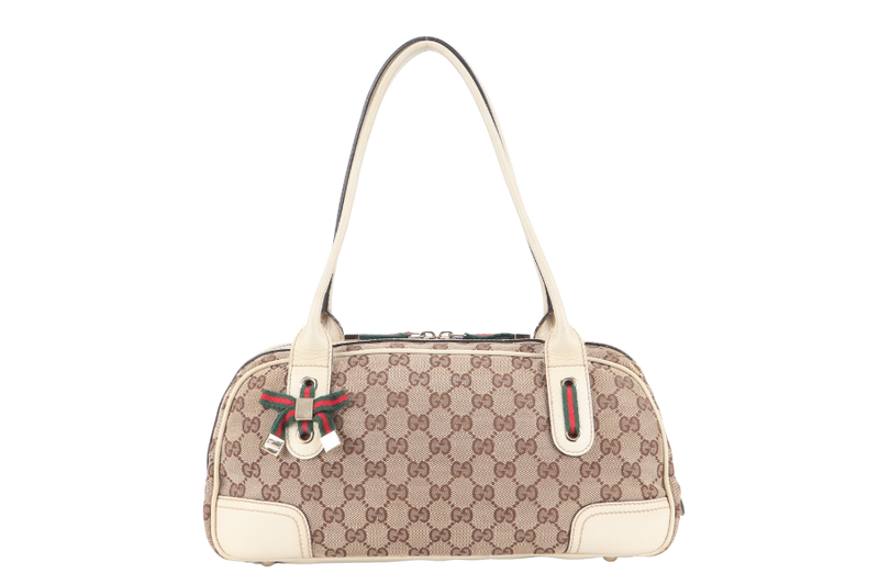 GUCCI GG PRINCY HANDBAG WHITE CANVAS GOLD HARDWARE NO DUST COVER