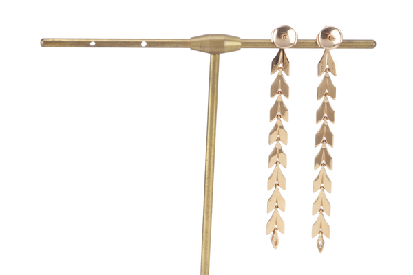 TIFFANY & CO EARRING VINE DROP IN YELLOW GOLD 18K WITH DIAMONDS WITH RECEIPT AND BOX